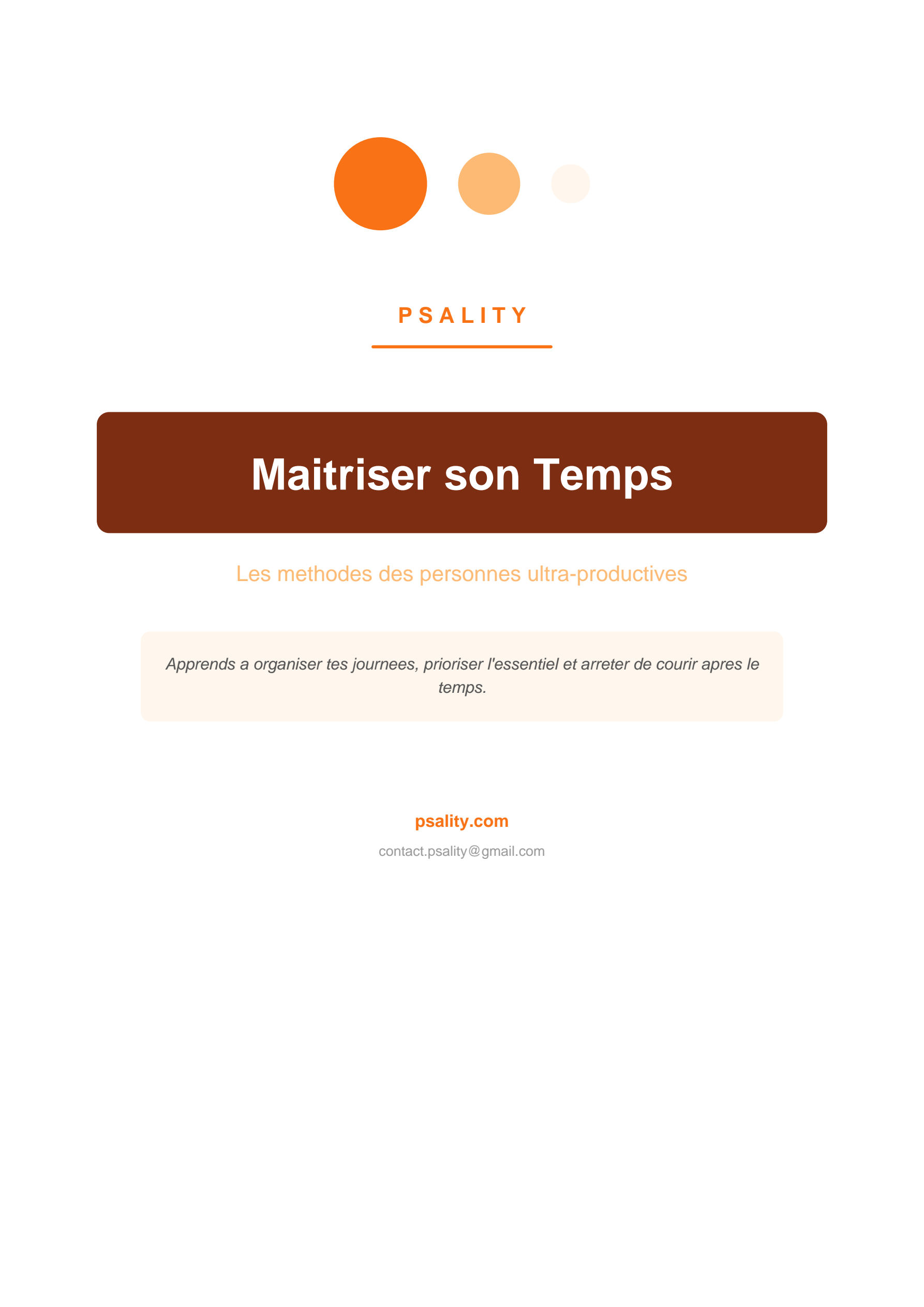 Maîtriser son Temps