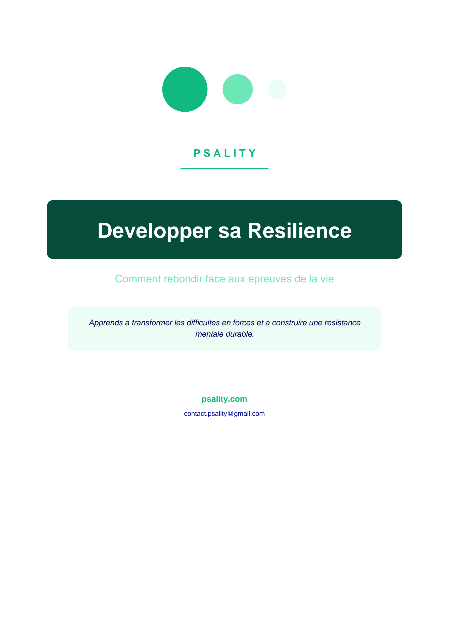 Développer sa Résilience